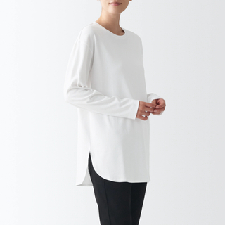 MUJI (無印良品) - 無印良品　オーガニックコットン　綿100%  ロング丈　長袖　Tシャツ　M-L