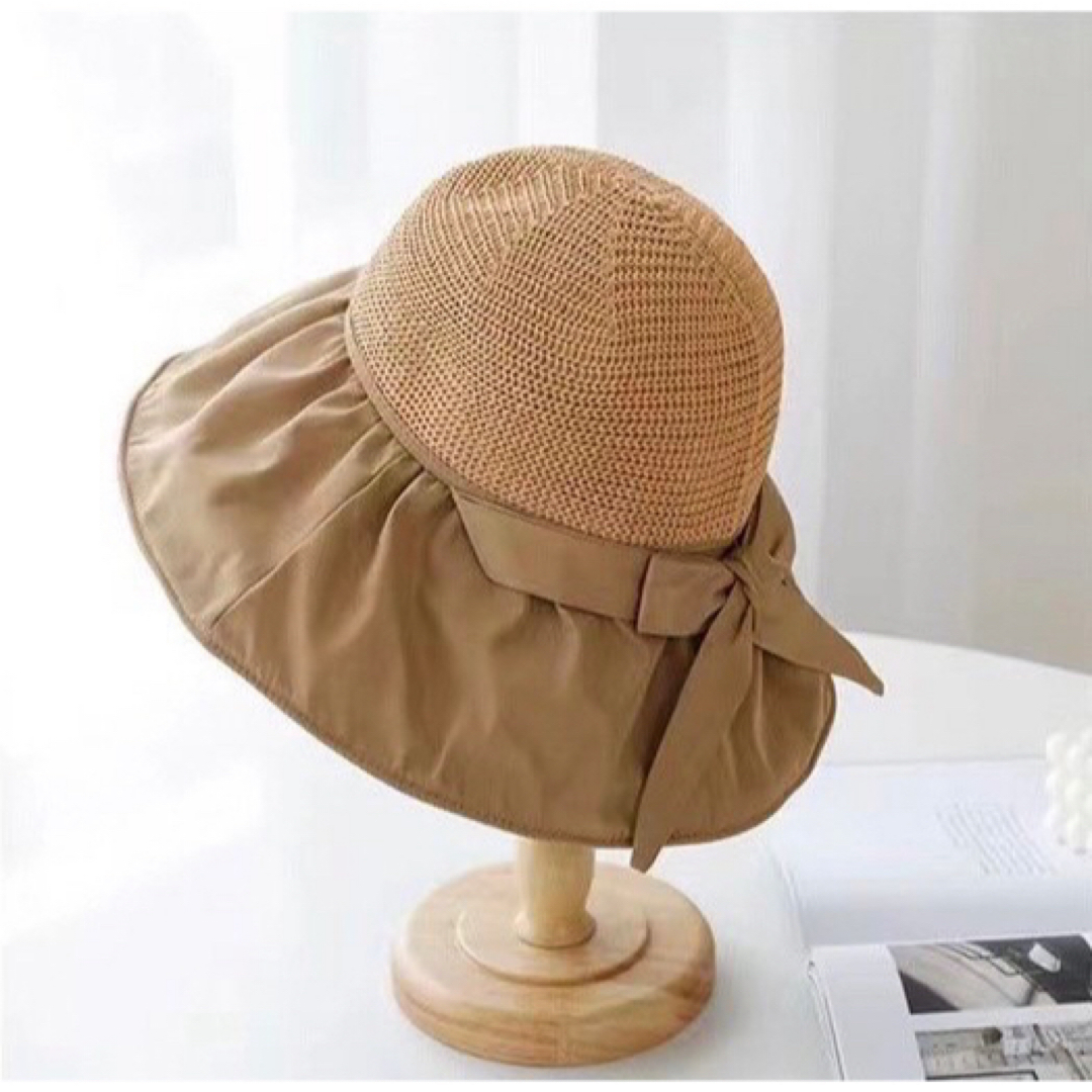 帽子　日焼け対策　紫外線対策　UVカット 日焼け対策 麦わら つば広　韓国　遮熱 レディースの帽子(麦わら帽子/ストローハット)の商品写真