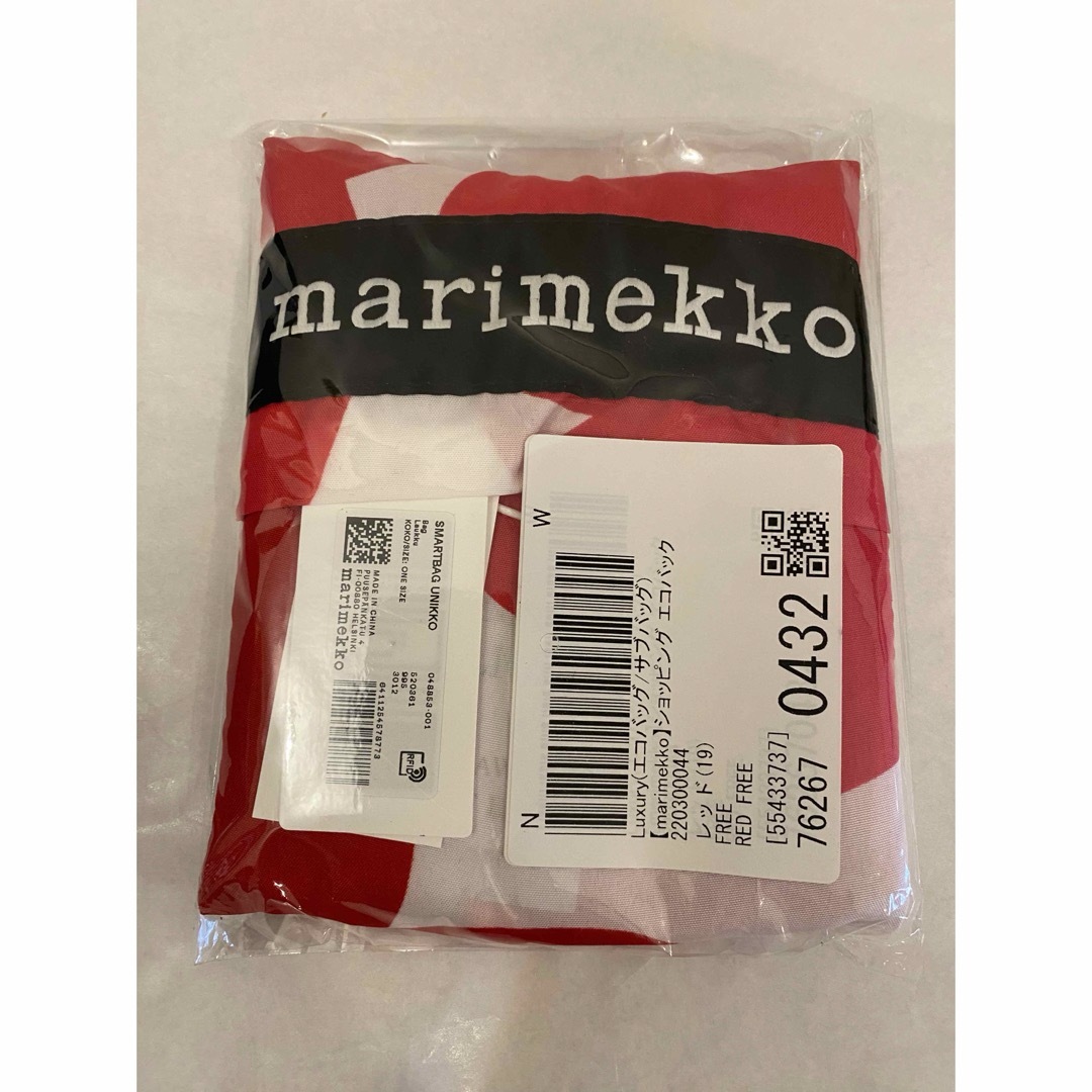 marimekko(マリメッコ)のmarimekko マリメッコ　 エコバッグ　ウニッコ　レッド　　ホワイト レディースのバッグ(エコバッグ)の商品写真