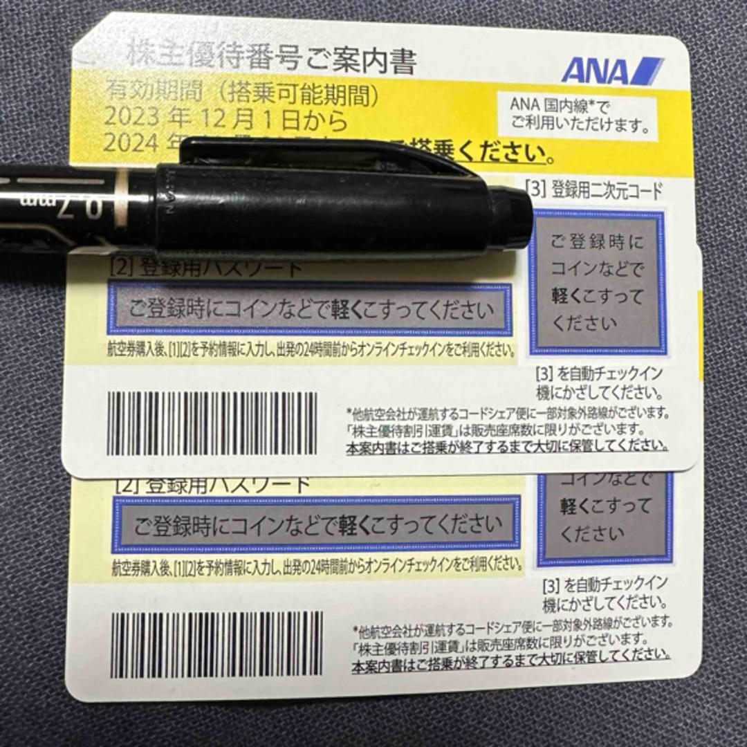 ANA株主優待2枚　2024年11月30日期限 チケットの乗車券/交通券(航空券)の商品写真
