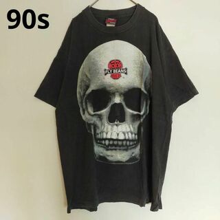 90s FLYBEANS モータークロス スカル ドクロ Tシャツ メンズ L(Tシャツ/カットソー(半袖/袖なし))