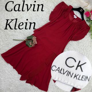 カルバンクライン(Calvin Klein)のカルバンクライン レディース スカート セットアップ プリーツ 赤 S 36(Tシャツ(半袖/袖なし))