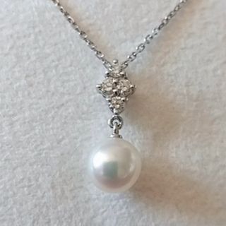 MIKIMOTO - ミキモト 御木本 MIKIMOTO K18WG ミレダイヤアコヤ真珠ネックレス