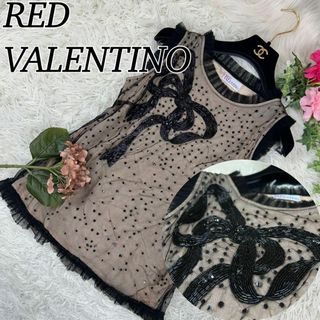 レッドヴァレンティノ(RED VALENTINO)のレッドヴァレンティノ レディース カットソー ブラック ピンク S(Tシャツ(半袖/袖なし))