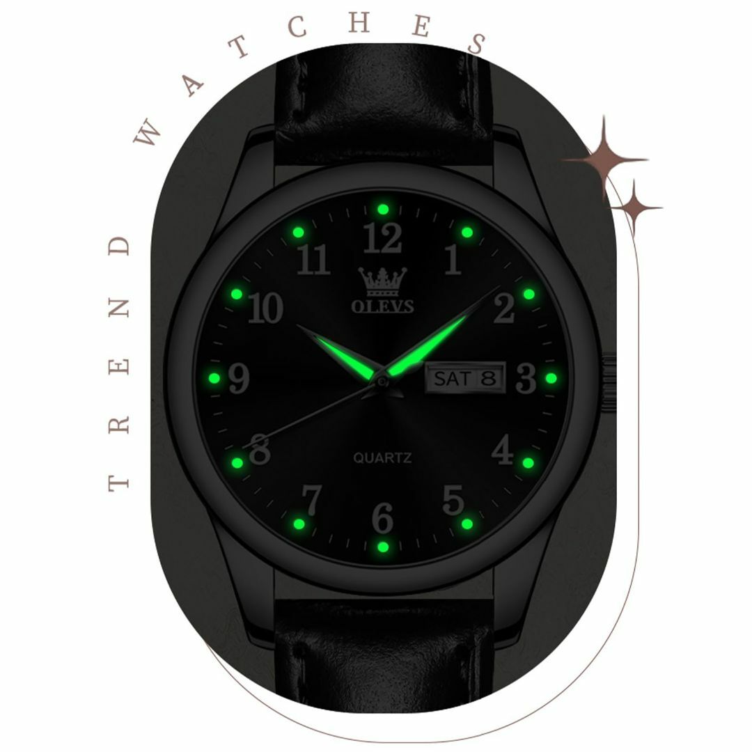 【色: ブラック　黒革5006】OLEVS 腕時計 レディース 黒 女性用ビジネ レディースのファッション小物(腕時計)の商品写真