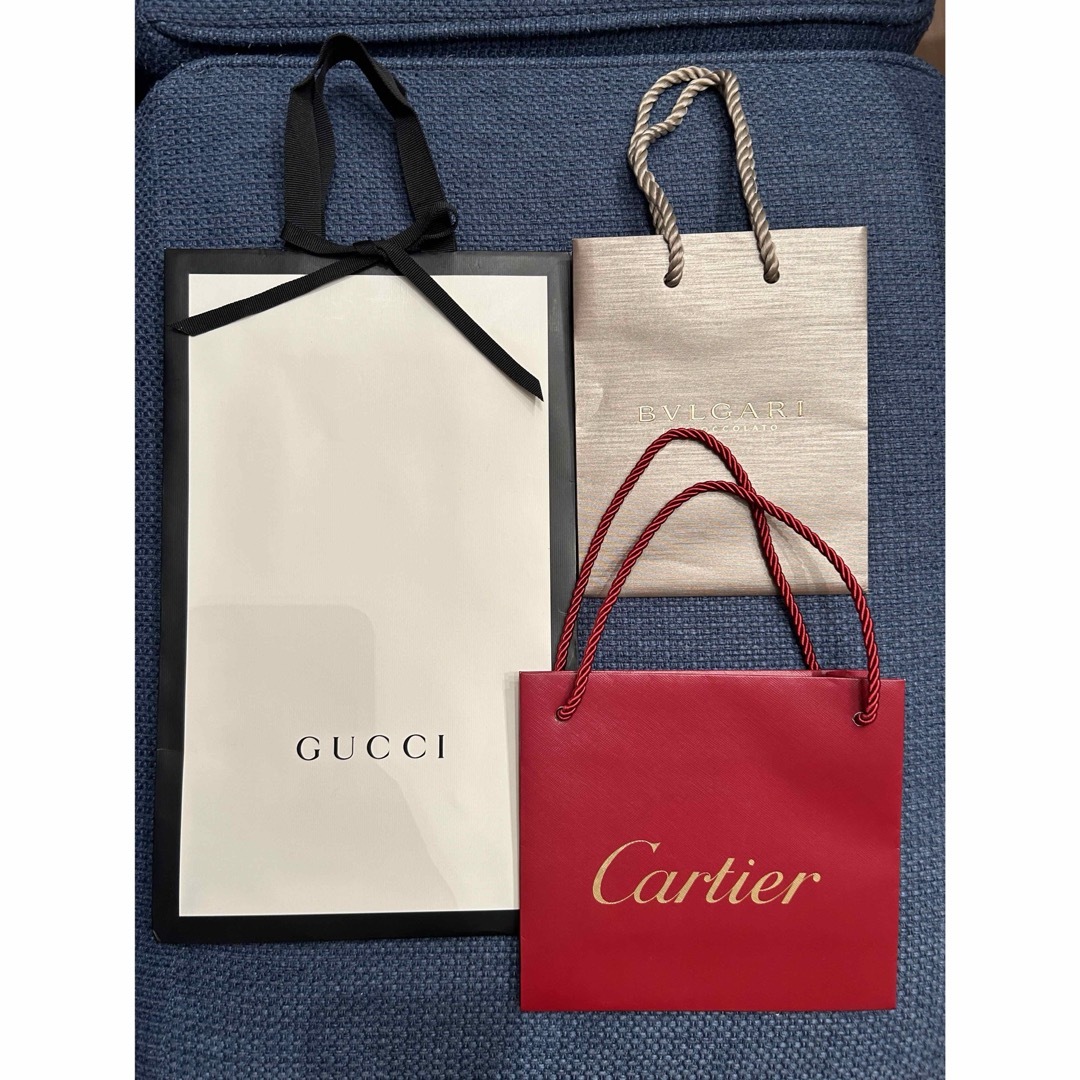 グッチ ブルガリ カルティエ 紙袋 GUCCI BVLGARI Cartier  レディースのバッグ(ショップ袋)の商品写真