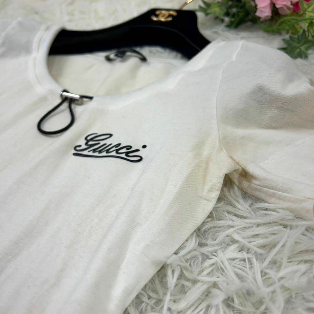 Gucci(グッチ)のグッチ レディース Tシャツ ドローコードネック ホワイト XS レディースのトップス(Tシャツ(半袖/袖なし))の商品写真