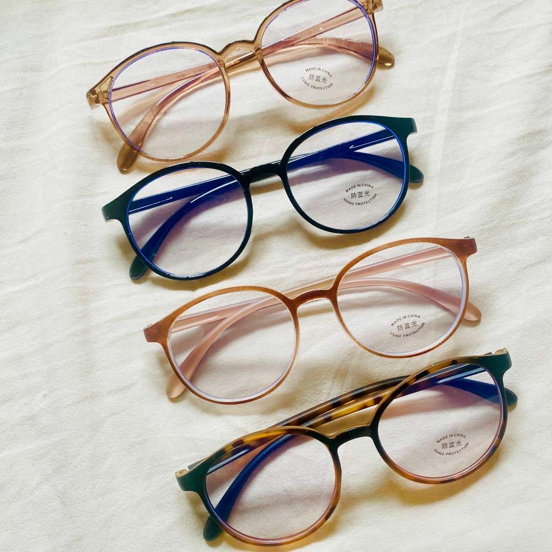 ブルーライトカット UVカット メガネ べっ甲 伊達眼鏡 すっぴん隠し　ブラック レディースのファッション小物(サングラス/メガネ)の商品写真