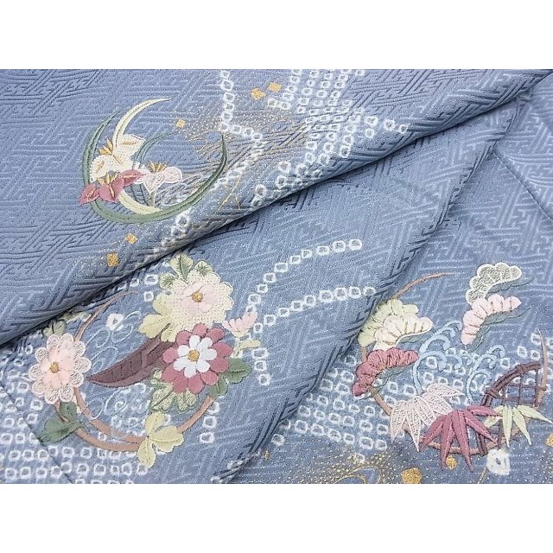 平和屋野田店■訪問着　絞り　刺繍　道長松笹菊文　金彩　逸品　BAAC1580hj レディースの水着/浴衣(着物)の商品写真