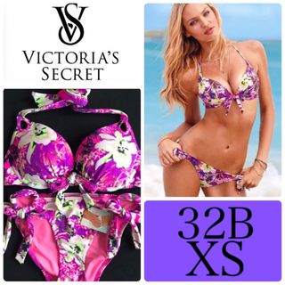 ヴィクトリアズシークレット(Victoria's Secret)のレア 新品 ヴィクトリアシークレット水着 パープル花柄  XS(水着)