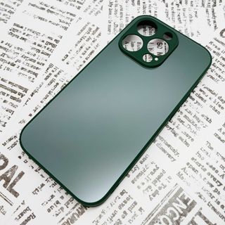 iPhone 14Pro ガラス背面シリコンケース (28)グリーン(iPhoneケース)