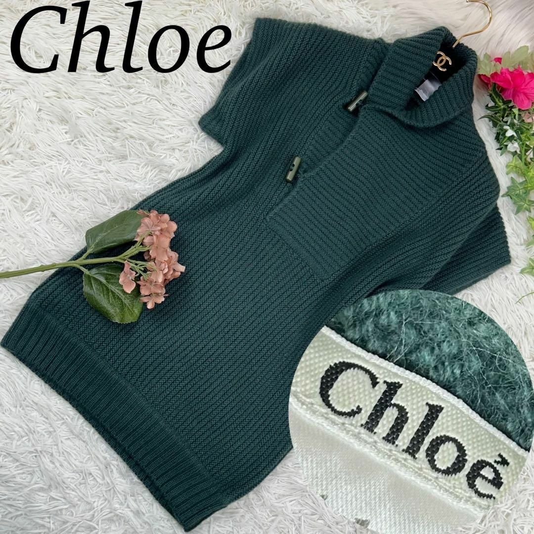 Chloe(クロエ)のクロエ レディース ノースリーブ ニット グリーン 緑 アルパカ素材 XS レディースのトップス(ニット/セーター)の商品写真