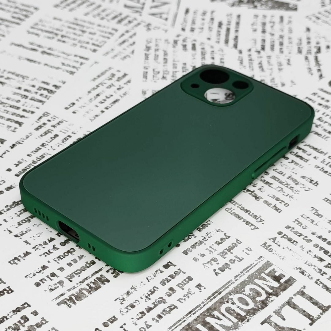 iPhone 13mini ガラス背面シリコンケース (28)グリーン スマホ/家電/カメラのスマホアクセサリー(iPhoneケース)の商品写真