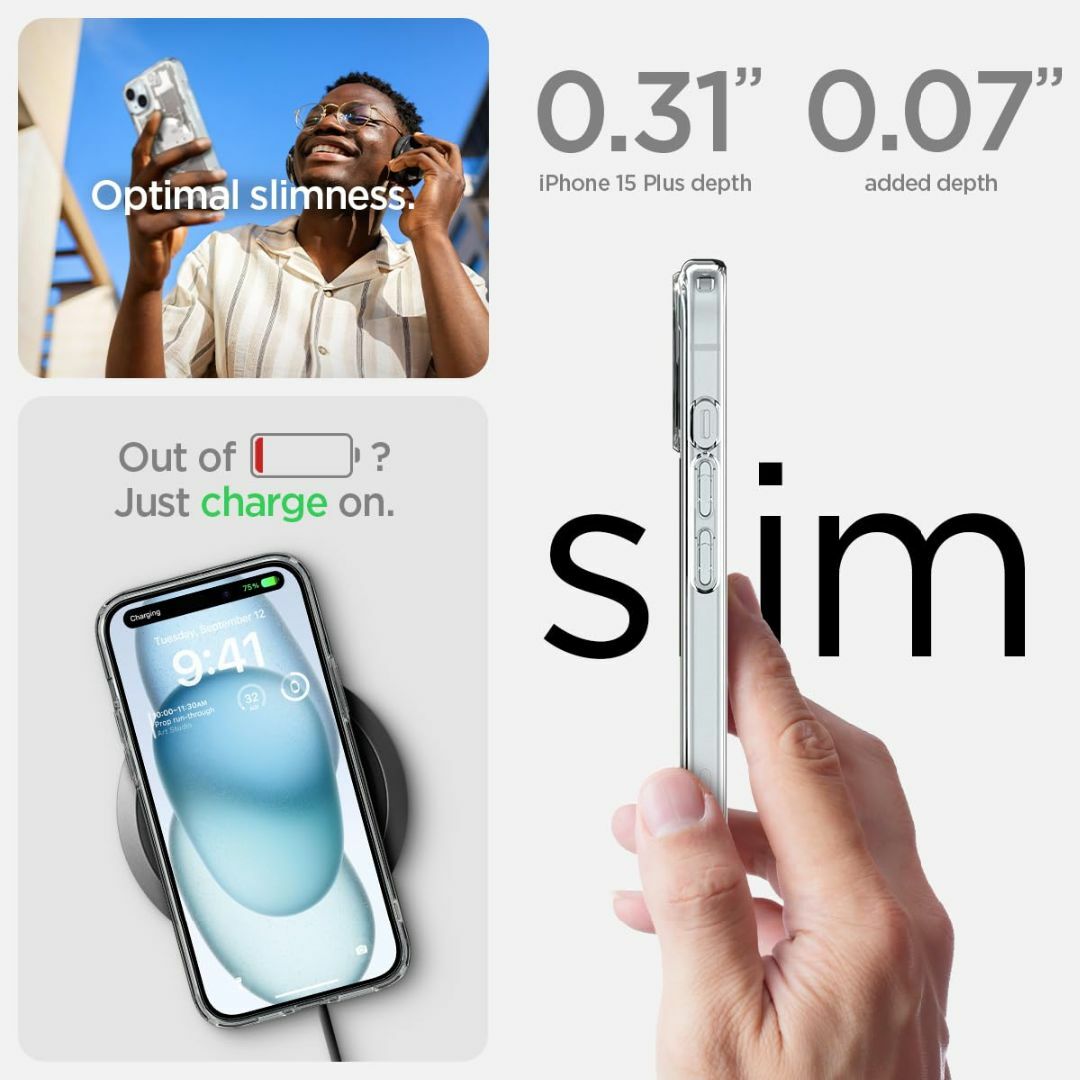【色: ゼロ・ワン・ホワイト】Spigen iPhone15Plus ケース ク スマホ/家電/カメラのスマホアクセサリー(その他)の商品写真