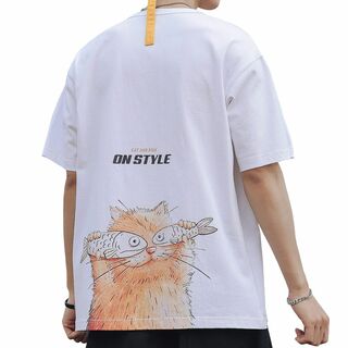 [Easykode] Tシャツ メンズ 半袖 夏服 かわいい トップス 猫 ティ(その他)