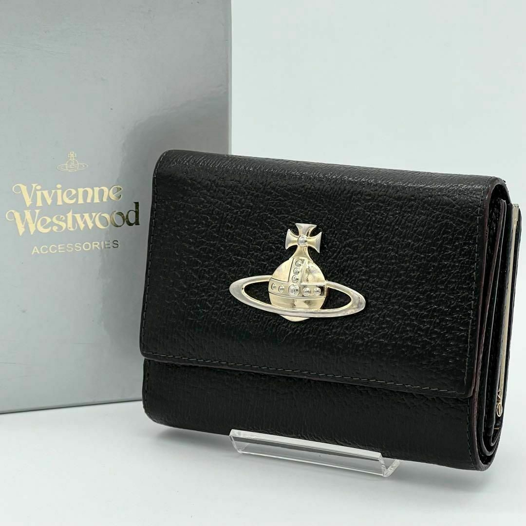 Vivienne Westwood(ヴィヴィアンウエストウッド)の✨美品✨VivienneWestwood 三つ折財布 がま口財布 ブラック レディースのファッション小物(財布)の商品写真