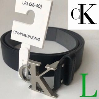 カルバンクライン(Calvin Klein)のレア【新品】USA カルバンクライン メンズ レザーベルト 黒 L(ベルト)