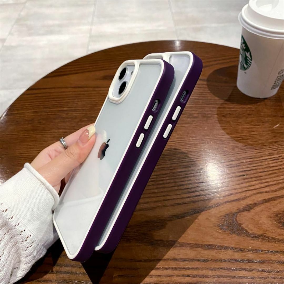【色: 深紫】iPhone 15 Plus ケース ストラップホール付き クリア スマホ/家電/カメラのスマホアクセサリー(その他)の商品写真