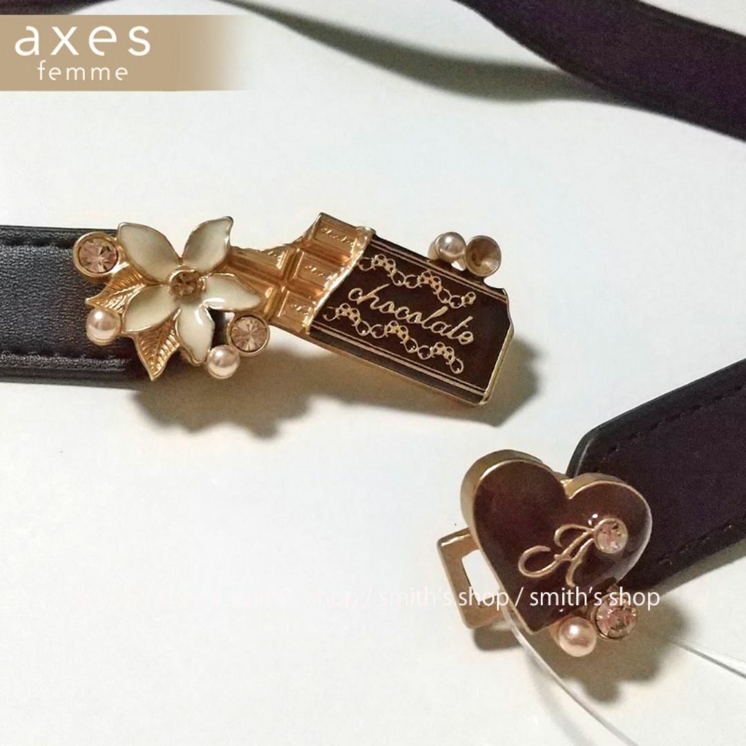 axes femme(アクシーズファム)の【訳あり】axes femme 訳ありスウィートチョコ細ゴムベルト レディースのファッション小物(ベルト)の商品写真