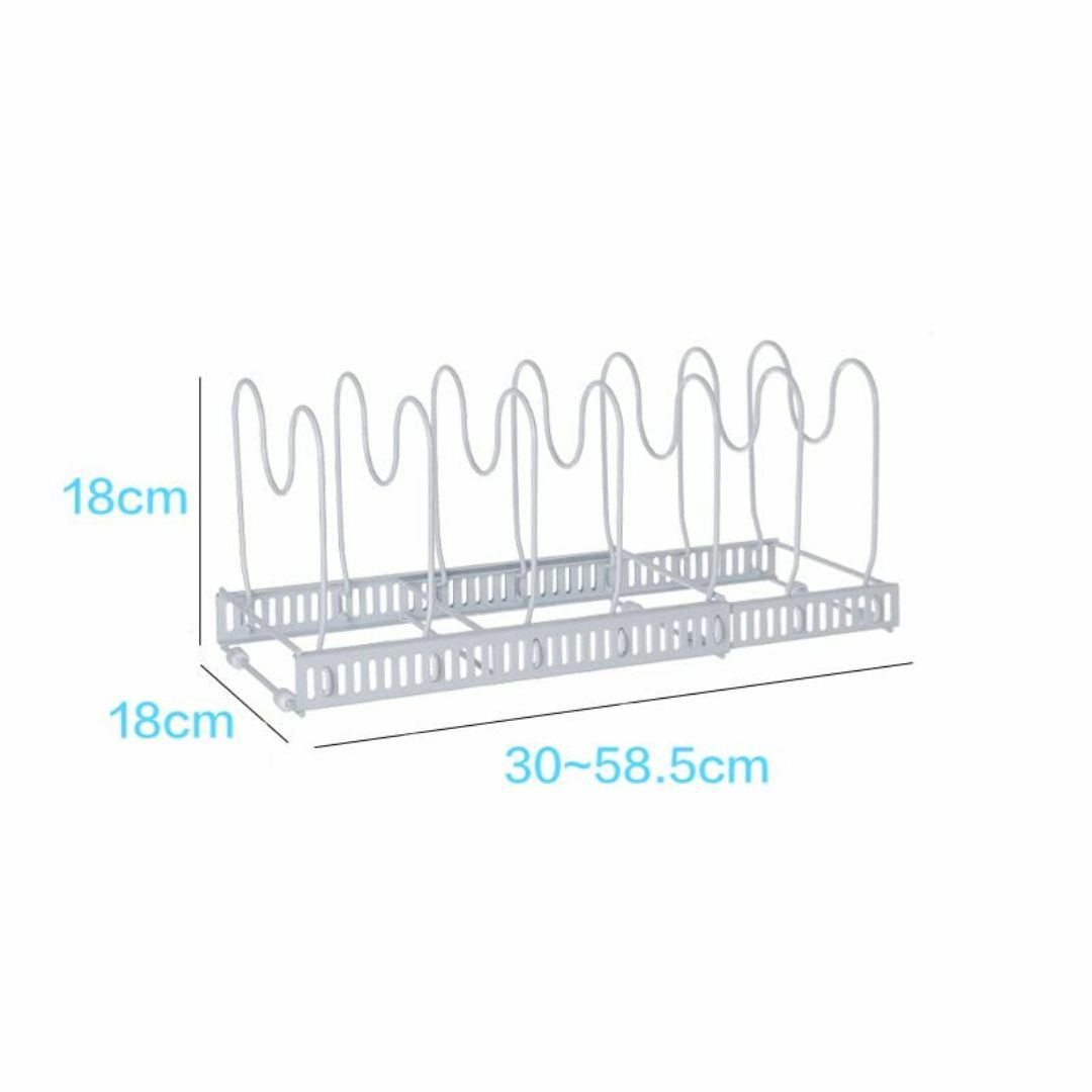 【色: 伸縮式ホワイト】Liebbon 伸縮式 フライパンラック 10本仕切りパ インテリア/住まい/日用品の収納家具(キッチン収納)の商品写真
