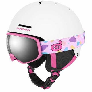 【色:ホワイト+ピンク_サイズ:S】Odoland 子供用スキーヘルメット ゴー(その他)