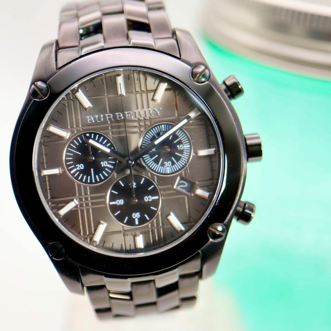 BURBERRY(バーバリー)の美品！BURBERRY クロノグラフ デイト ラウンド ブラック 腕時計 661 メンズの時計(腕時計(アナログ))の商品写真