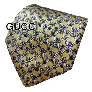 グッチ(Gucci)の【GUCCI】　グッチ　イエロー系　総柄　イタリア製(ネクタイ)