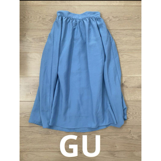 ジーユー(GU)のGU フレアスカート　ブルー　サイズS(ひざ丈スカート)