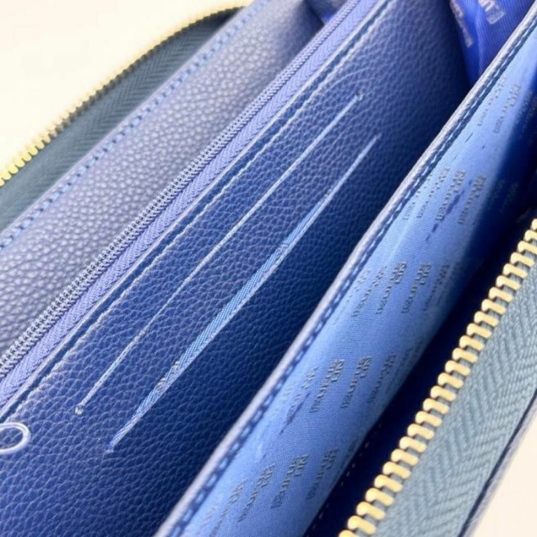 RUFUS LIN】ルーファスリン 高級 長財布 ラウンドジップ 大容量 紺 レディースのファッション小物(財布)の商品写真