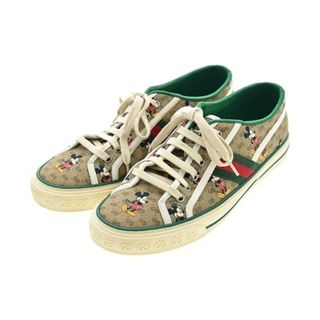 グッチ(Gucci)のGUCCI スニーカー UK9(27.5cm位) ベージュx緑x赤(総柄) 【古着】【中古】(スニーカー)