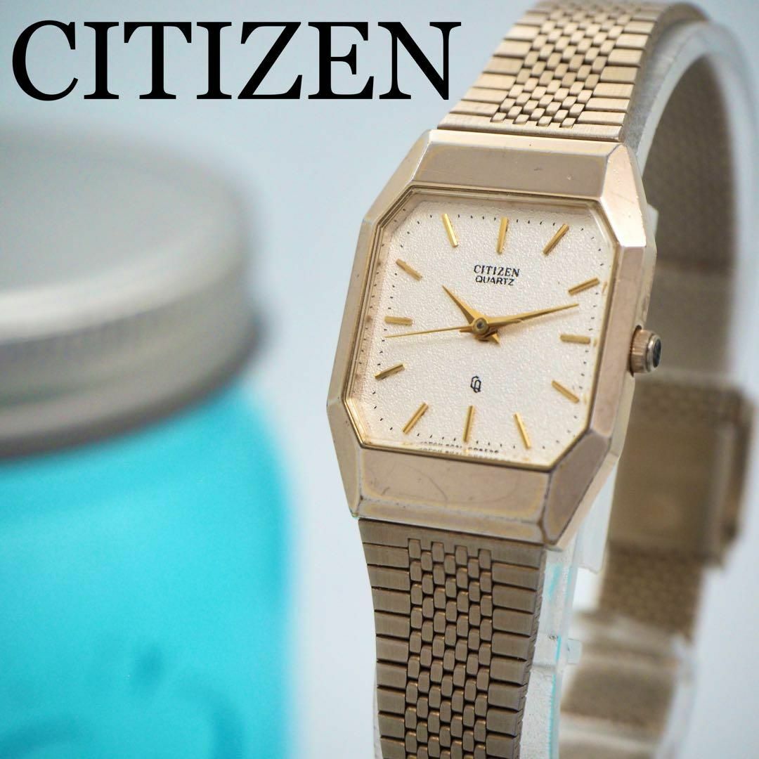 CITIZEN(シチズン)の715 CITIZEN シチズン レディース腕時計 ゴールド ホワイト スクエア レディースのファッション小物(腕時計)の商品写真