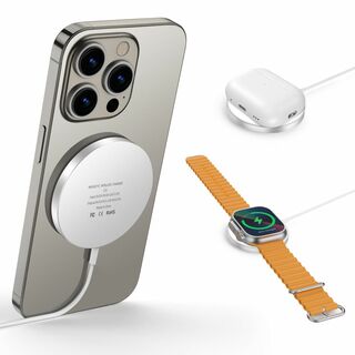 【色:シルバー】MagSafe充電器 磁気ワイヤレス充電器 applewatch(その他)