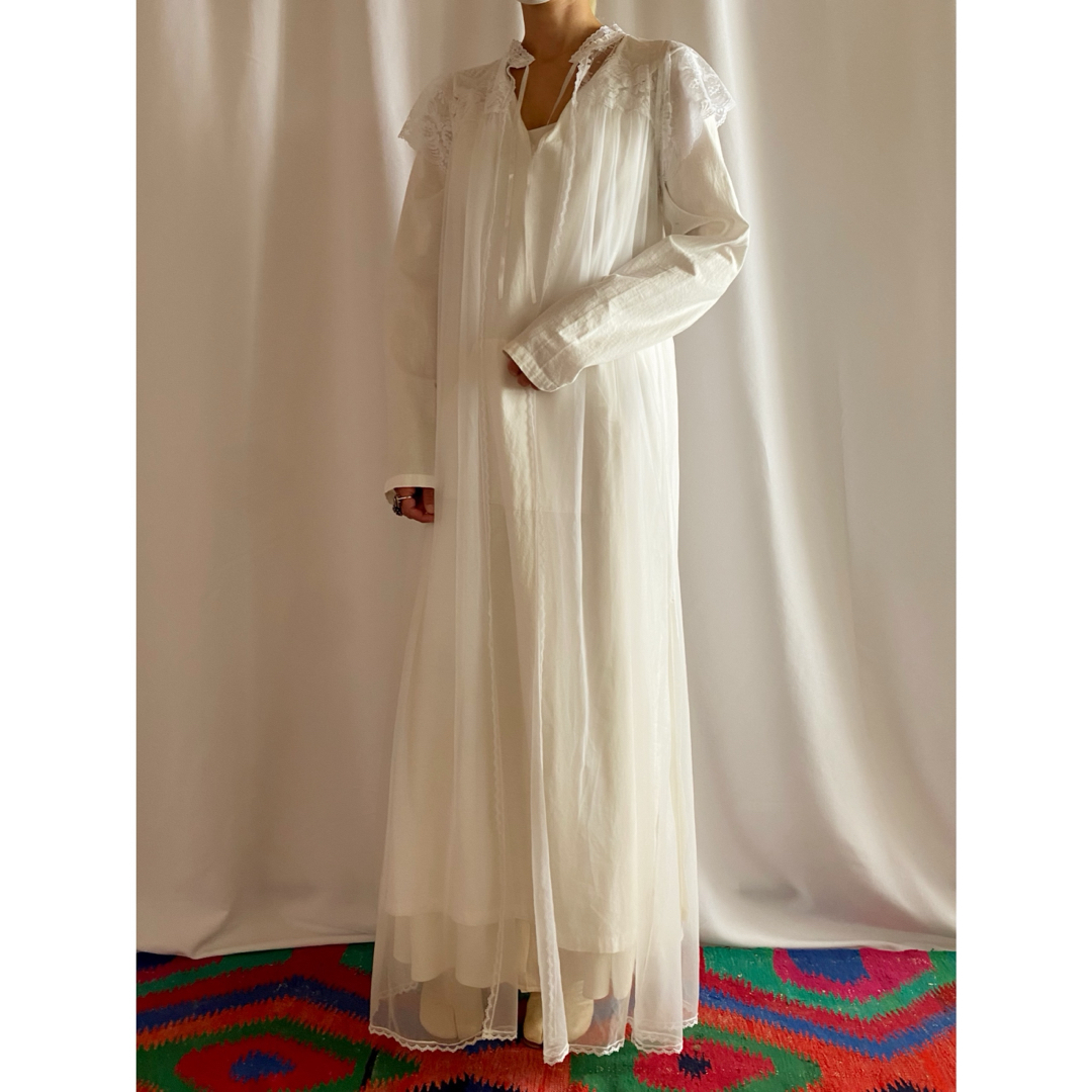 アンティーク ビンテージ 70s USA リボン 白 花柄 レース ドレス アンティーク ビンテージ 70s USA リボン 白 花柄 レース ドレス