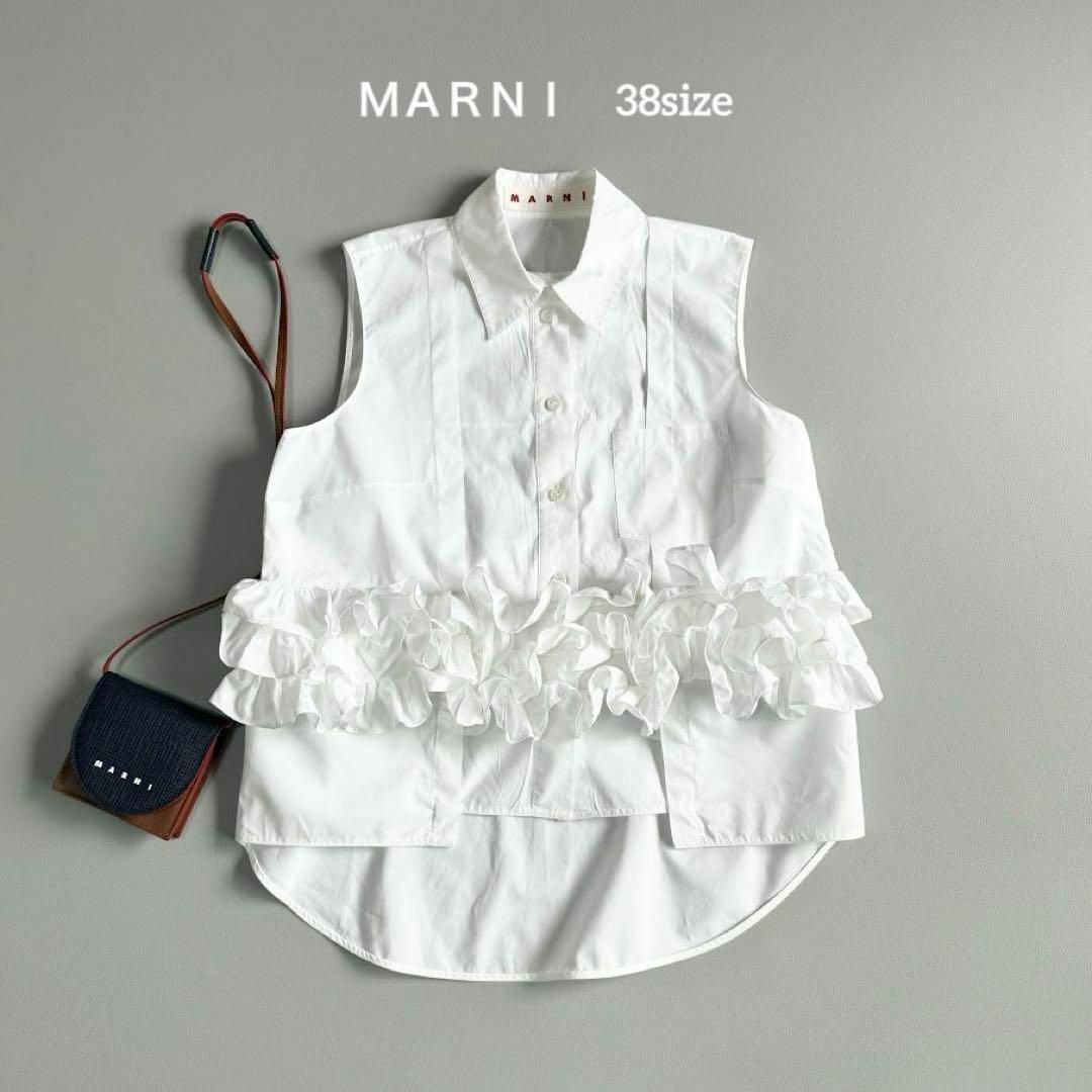 Marni(マルニ)の極美品　マルニ　MARNI  ノースリーブ　フリル　カットソー　デザイン レディースのトップス(シャツ/ブラウス(半袖/袖なし))の商品写真