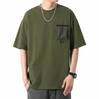 [Fasshonrida] Tシャツ メンズ 半袖 夏服 異素材ポケット付き テ(その他)