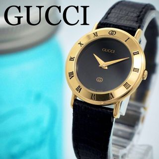 グッチ(Gucci)の451【美品】GUCCI グッチ レディース腕時計 箱付き ブラック ゴールド(腕時計)