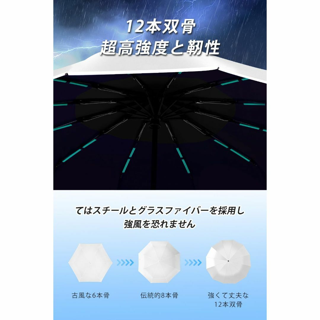 【色: パール・ホワイト】折りたたみ傘 ワンタッチ自動開閉 折り畳み傘 丈夫 軽 メンズのファッション小物(その他)の商品写真