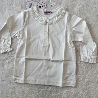 ミキハウス(mikihouse)のミキハウス　シャツ　白　80cm  女の子 長袖 刺繍　ブラウス　ポロシャツ(シャツ/カットソー)
