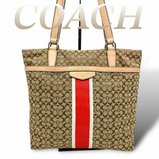 コーチ(COACH)のコーチ トートバッグ シグネチャー ボーダー A4収納 綺麗 60424(トートバッグ)