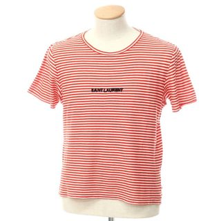 【中古】サンローランパリ SAINT LAURENT PARIS ハイゲージコットン 半袖ニットTシャツ レッドxオフホワイト【サイズXS】【メンズ】(Tシャツ/カットソー(半袖/袖なし))