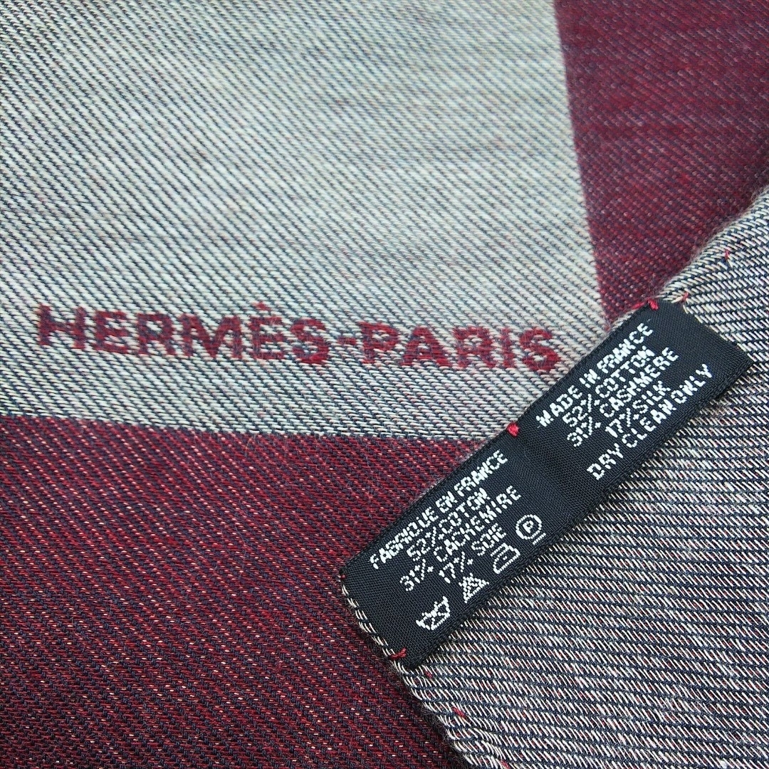 Hermes(エルメス)のエルメス カシミヤ×コットン×シルク スカーフ ロングストール レディース 美品 レディースのファッション小物(バンダナ/スカーフ)の商品写真