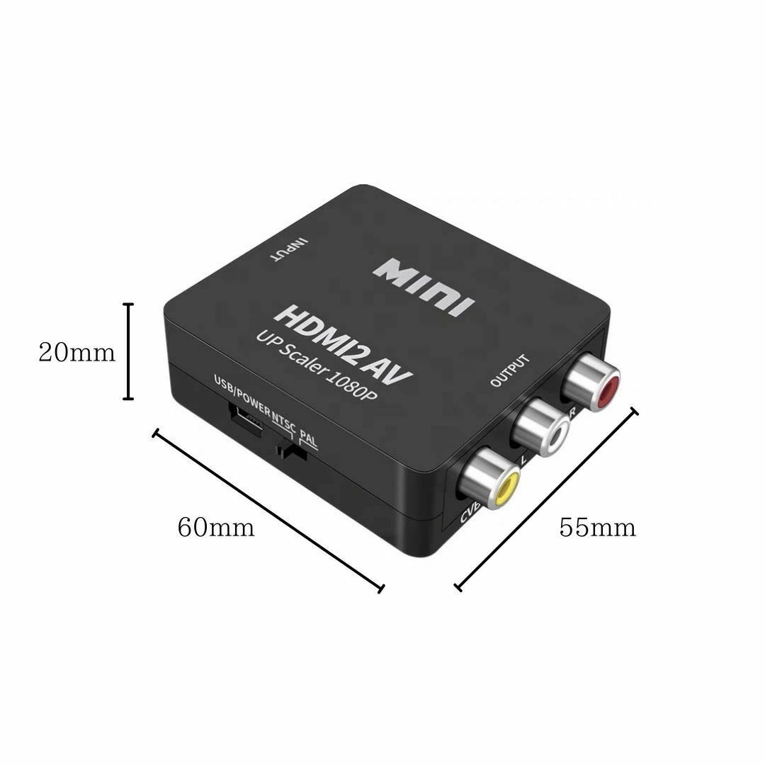 HDMI RCA 変換アダプタ HDMI to AV コンバーター ブラック スマホ/家電/カメラのテレビ/映像機器(映像用ケーブル)の商品写真