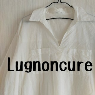 ルノンキュール(Lugnoncure)の美品　Lugnoncure　ルノンキュール　ストライプ　ビックシャツ　白(シャツ/ブラウス(長袖/七分))