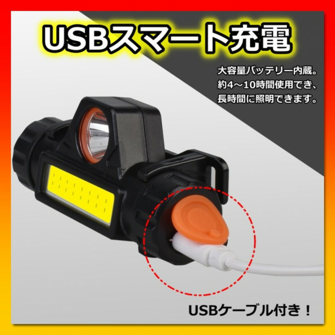 LED ヘッドライト 2個 充電式 防水 USB充電 スポット ワーク ライト スポーツ/アウトドアのアウトドア(ライト/ランタン)の商品写真