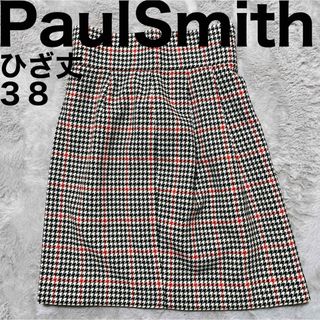 Paul Smith - 美品です♪ ポールスミス ブラック タック フレア スカート 膝丈 38 千鳥柄