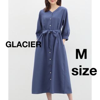 グラシア(GLACIER)のGLACIER 六分袖Vネック ロングワンピース Mサイズ(ロングワンピース/マキシワンピース)