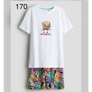 エイチアンドエム(H&M)の《新作》h&m  新品　スポンジボブ　Tシャツ&パンツ　170(パジャマ)