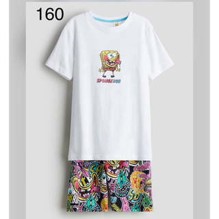 H&M - 《新作》h&m  新品　スポンジボブ　Tシャツ&パンツ　160-165