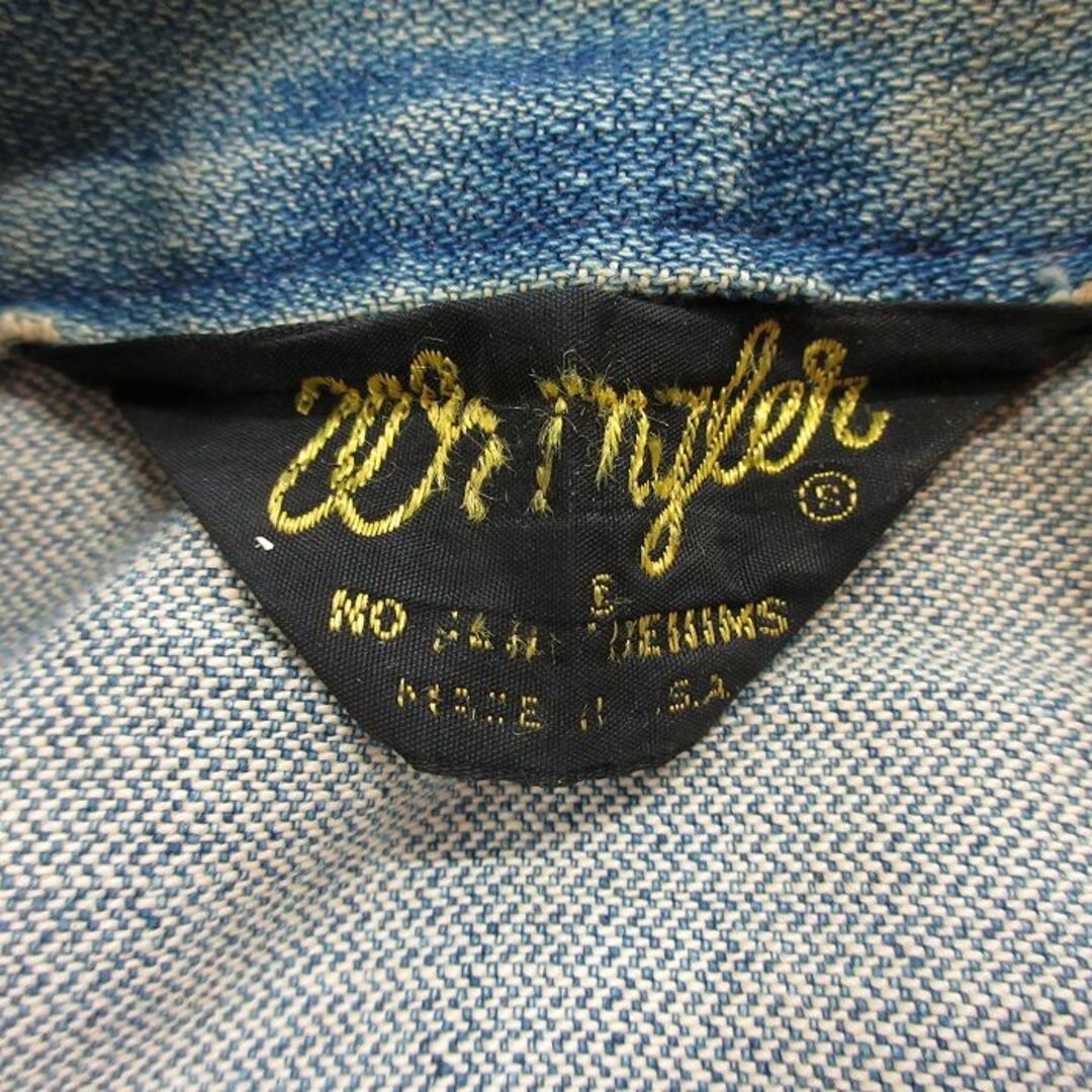 Wrangler(ラングラー)のXL★古着 ラングラー Wrangler 長袖 ジージャン メンズ 80年代 80s USA製 紺 ネイビー デニム 24apr25 中古 アウター Gジャン ジャケット メンズのジャケット/アウター(ダッフルコート)の商品写真