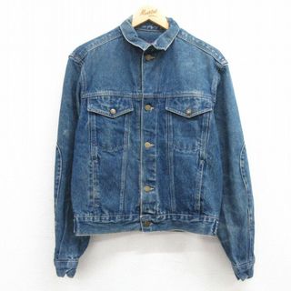 ck Calvin Klein - M★古着 カルバンクライン Calvin Klein 長袖 ジージャン メンズ コットン 紺 ネイビー デニム 24apr25 中古 アウター Gジャン ジャケット